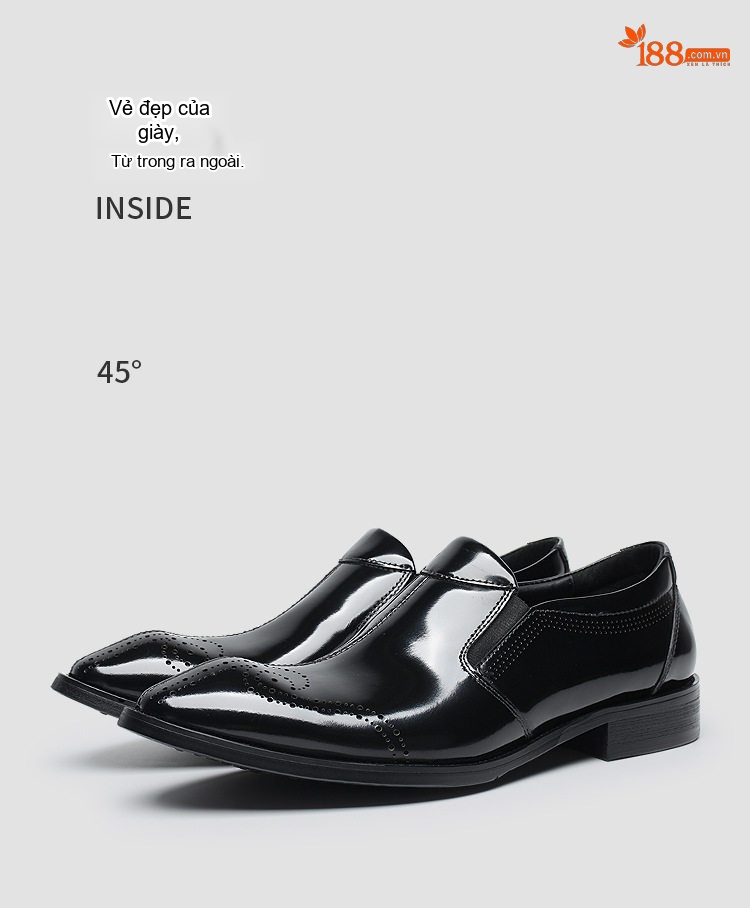Giày Lười Nam Da Thật Brogue Chiều Cao Đế Khoảng 3cm Màu Đen, Nâu chi tiết 9