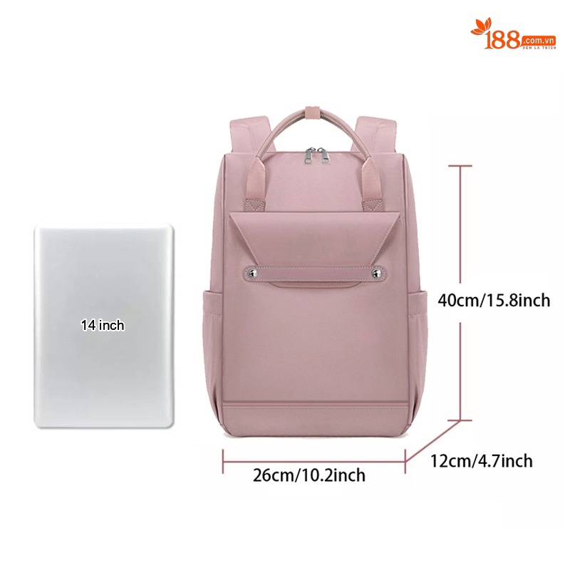 Balo Laptop Nữ Sinh Viên, Học Sinh Cấp 3 Vải Dệt Phong Cách Hàn Quốc Đựng Vừa A4 Màu Be, Hồng