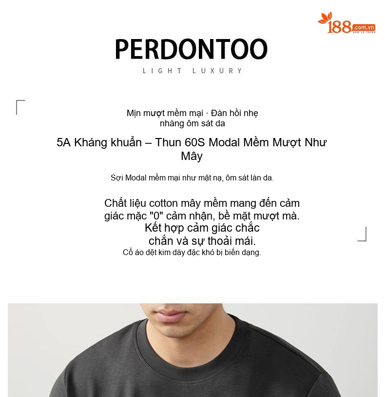 Áo Thun Dài Tay Nam Cotton Modal Mềm Mại Kháng Khuẩn Màu Trắng, Đen, Xám, Xanh... chi tiết 1
