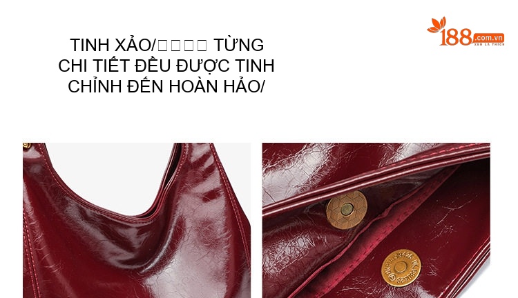 Túi Đeo Vai/Kẹp Nách Nữ Da Bóng Lớn Thời Trang Cổ Điển Màu Đỏ chi tiết 4