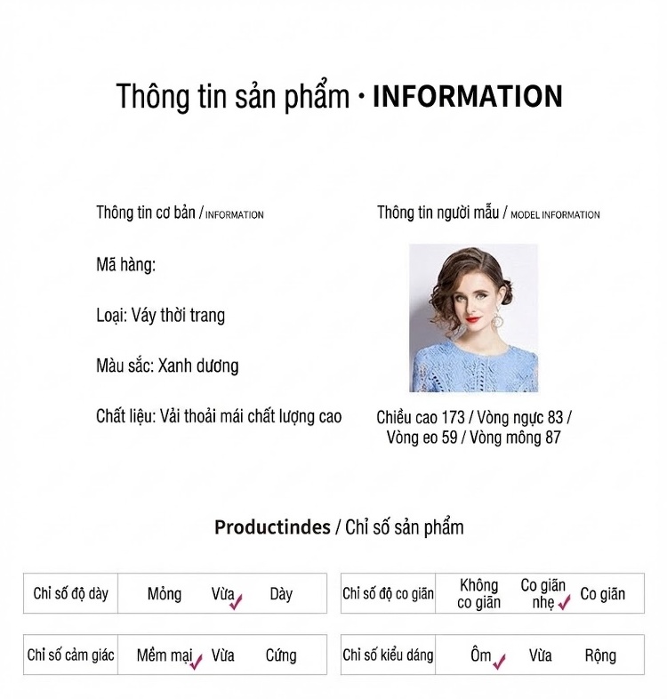 Váy liền thân Nữ Ren Tay Bèo Cổ Tròn Dáng Dài Thanh Lịch Màu Xanh Lam chi tiết 13