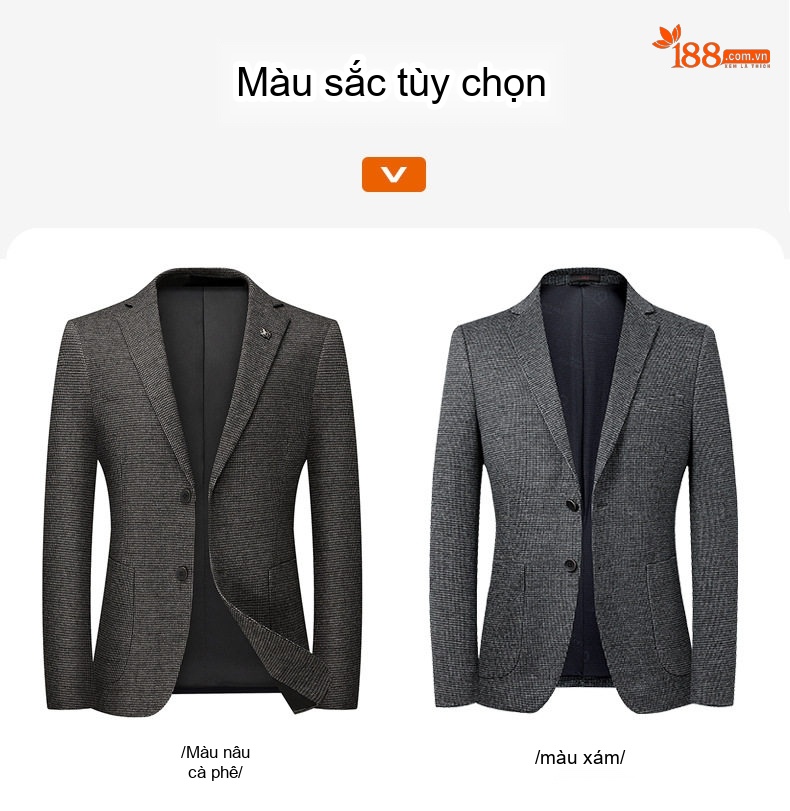 Áo Vest Blazer Nam Họa Tiết Chân Chim Co Giãn Chống Nhăn Dáng Ôm Vừa Vặn Màu Xám chi tiết 15