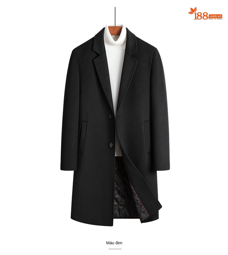 Áo Khoác Dạ Nam Trung Niên Dáng Dài Thêm Lớp Lót Dày Dặn Màu Đen, Xám, Nâu, Xanh Navy chi tiết 15