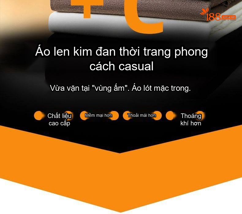 Áo Thun Dài Tay Nam Cổ Lọ Nano Lông Dệt Kim Giữ Ấm Mùa Đông Màu Xanh, Trắng, Kem, Nâu chi tiết 2