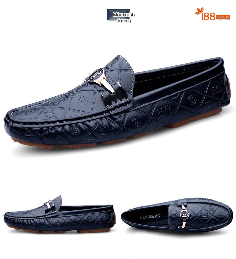 Giày Lười Nam Da Thật Cao Cấp Chiều Cao Đế Khoảng 2cm Màu Đen, Trắng, Xanh Navy chi tiết 27