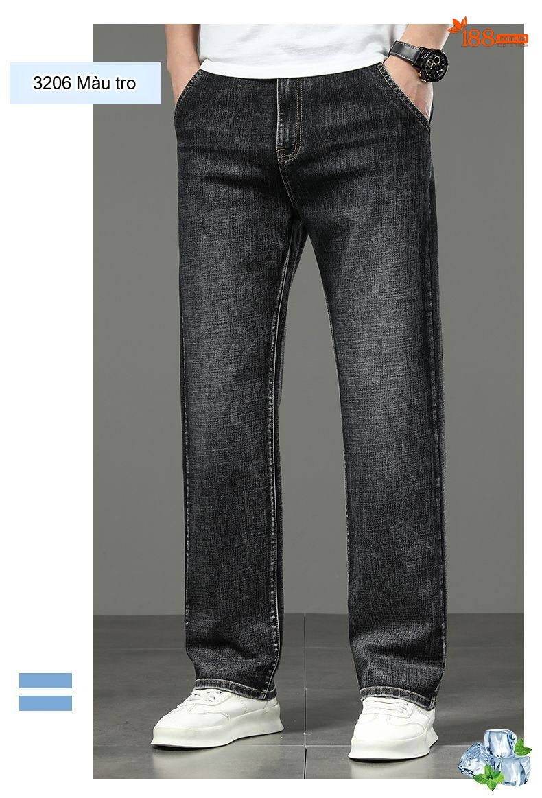 Quần Jeans Dáng Suông Nam Ống Đứng Lớn Tuổi Trung Niên Màu Xanh Dương chi tiết 23