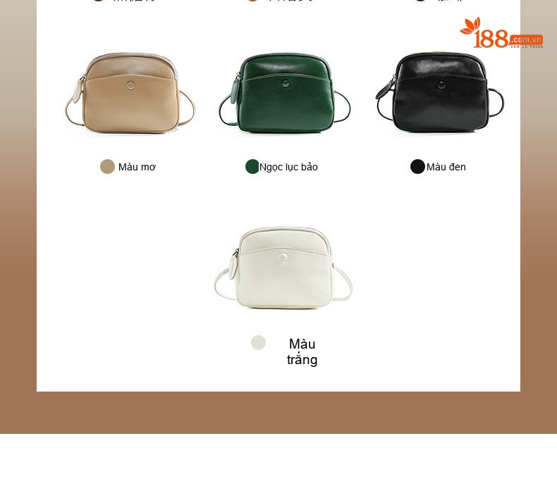 Túi Đeo Chéo Nữ Da Thật Mini Phom Hộp Thời Trang Công Sở Màu Nâu, Đen, Xanh, Kem... chi tiết 5