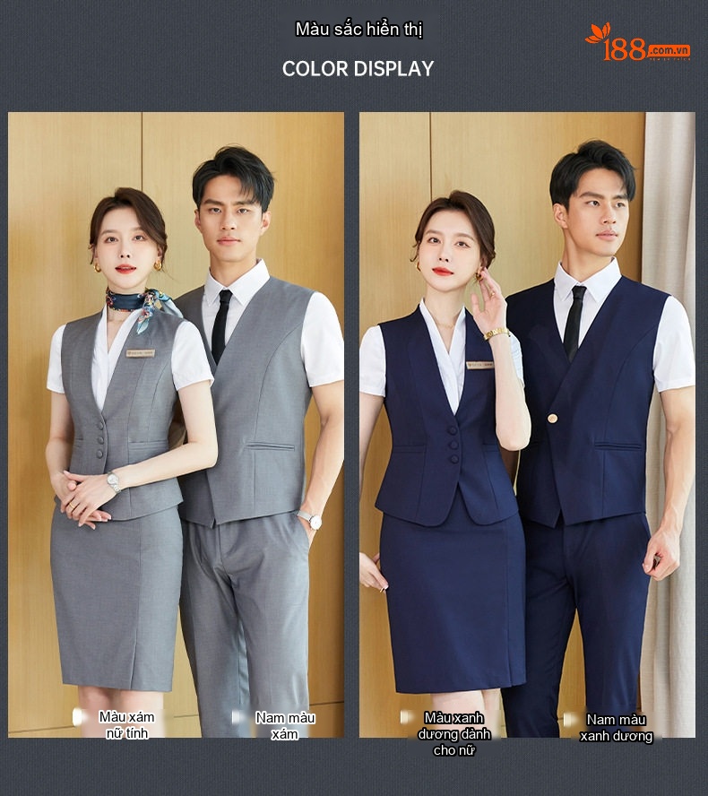 Áo Gile Công Sở Nữ Kiểu Dáng Vest Thiết Kế Thanh Lịch Màu Xám, Xanh Navy chi tiết 10