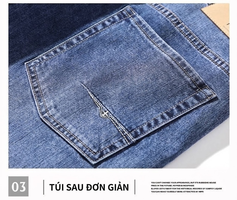 Quần Jean Nam Dáng Suông Co Giãn Thoải Mái Màu Xanh, Đen chi tiết 23