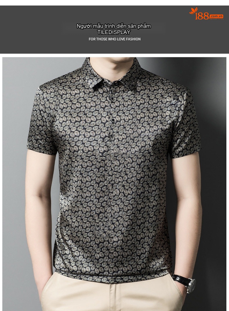 Áo Thun Polo Nam Tay Ngắn Trung Niên Cotton Lụa Mỏng Thời Trang Màu Xám Đen chi tiết 3