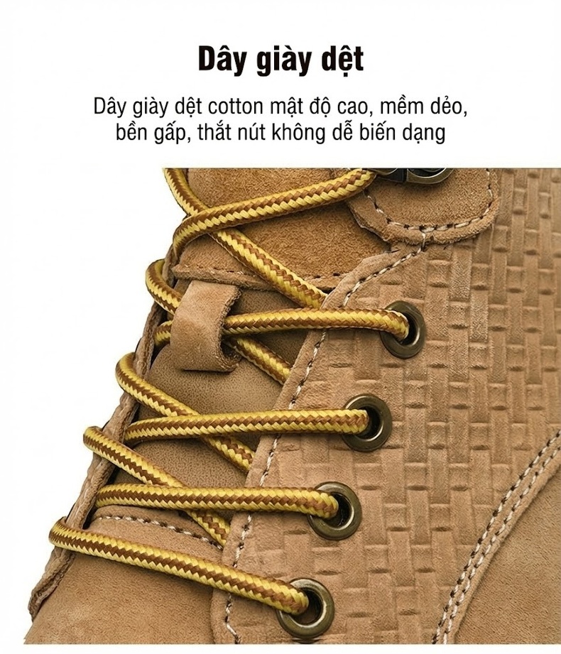 Giày Boot Nam Da Mờ Cổ Cao Có Dây Kiểu Martin Chiều Cao Đế Khoảng 4cm Màu Nâu chi tiết 32