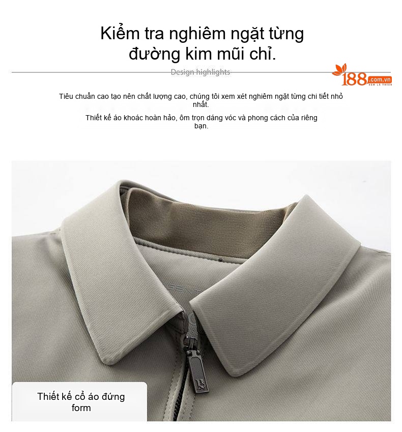 Áo Khoác Bông Nam Trung Niên Thu Đông Lót Tháo Rời Dáng Bomber Màu Xanh Navy, Be chi tiết 6