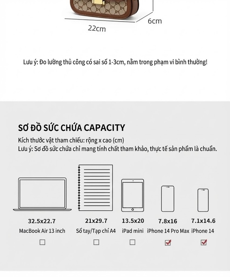 Túi Đeo Chéo Nữ Vải Canvas Phối Da Bóng Cao Cấp, Túi Đeo Vai Nhỏ Nhắn Màu Nâu, Be chi tiết 4