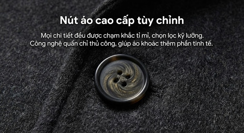 Áo Vest Nam Hai Khuy Một Hàng Khuy Vải Nỉ Lông Cừu Màu Đen, Xám, Nâu chi tiết 7