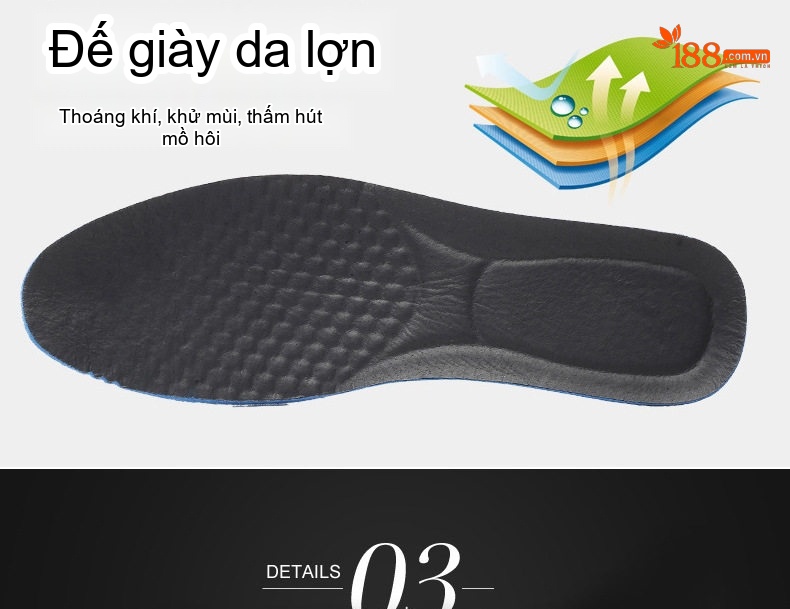 Giày Tây Buộc Dây Nam Da Bò Chiều Cao Đế Khoảng 3cm Màu Đen chi tiết 14