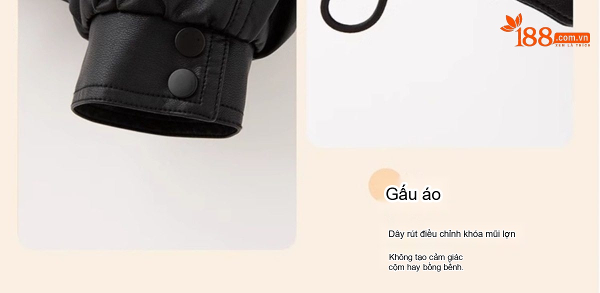 Áo Khoác Da Nữ Lót Lông Dày Dặn Có Mũ Trùm Đầu Dáng Ngắn Màu Đen chi tiết 19