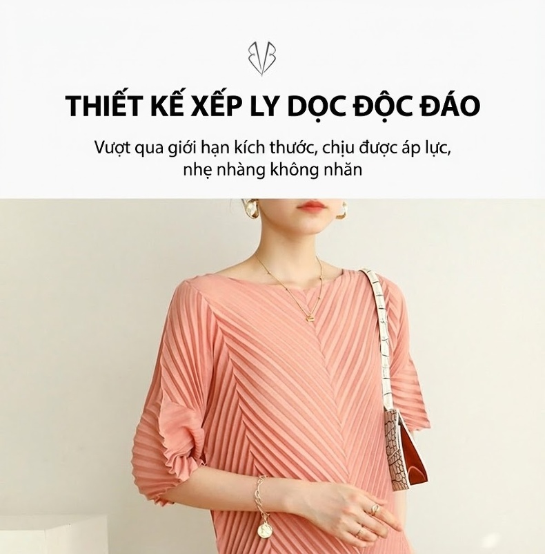 Áo Thun Nữ Tay Lỡ Pleatsmiyake Thiết Kế Bất Đối Xứng Phong Cách Thời Trang Màu Đen, Xanh Lá, Hồng, Trắng... chi tiết 1