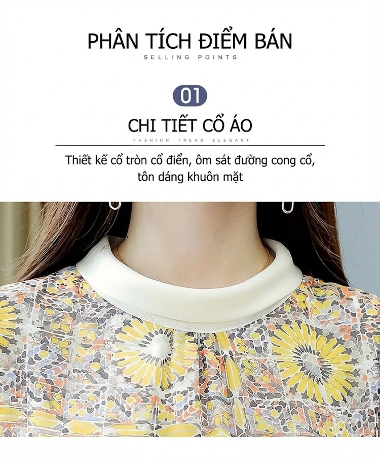 Váy Suông Nữ Mùa Hè Họa Tiết Hoa Nhỏ Dáng Rộng Che Khuyết Điểm Chất Liệu Voan Màu Vàng, Trắng chi tiết 2