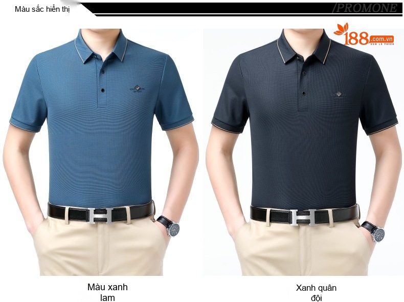 Áo Polo Nam Lụa Tằm Tơ Cộc Tay Mát Lạnh Chống Nhăn Màu Trắng, Xám, Xanh, Đen chi tiết 4