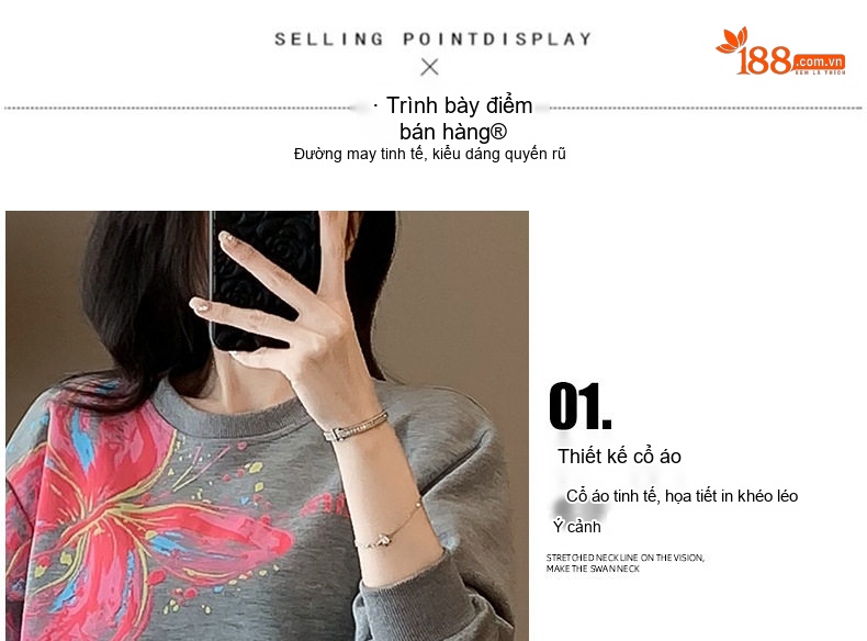 Bộ Quần Áo Nữ Thun Dài Tay In Hình Bướm Phong Cách Thể Thao chi tiết 3