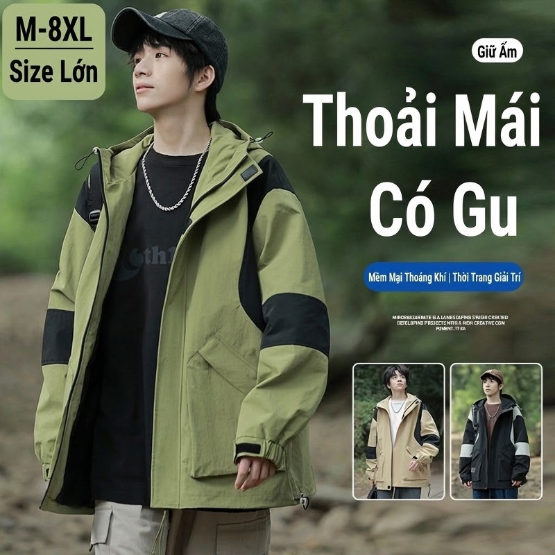 Áo khoác gió chống thấm nước có mũ trùm đầu phong cách thời trang chi tiết 18