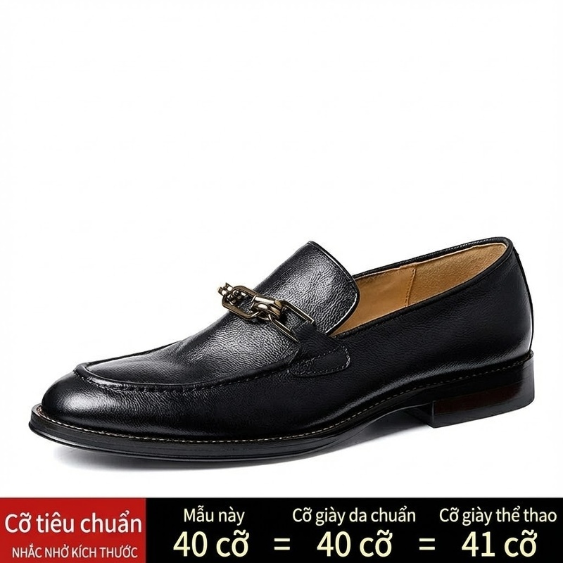 Giày Lười Nam Da Bò Mũi Tròn Chiều Cao Đế Khoảng 3cm Màu Đen, Xanh