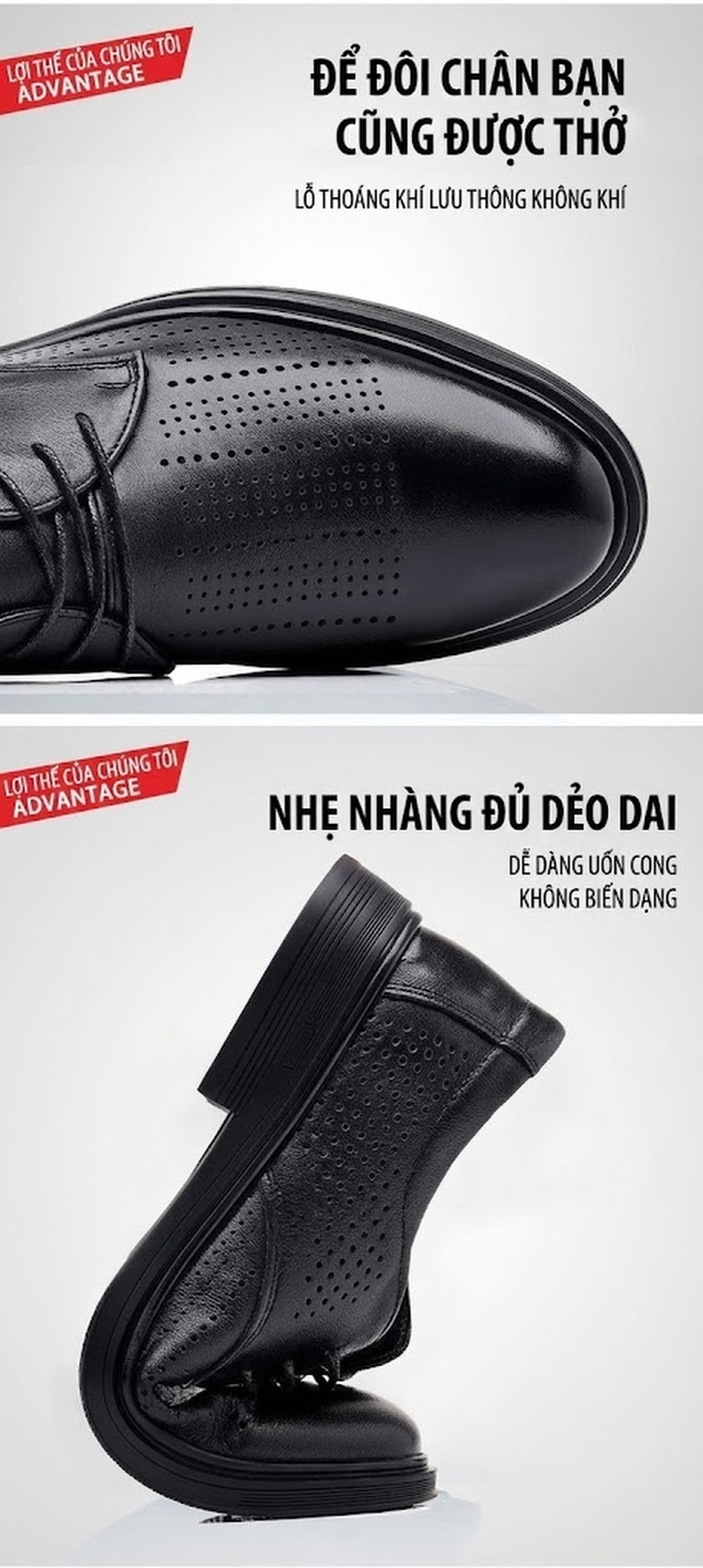 Giày Tây Buộc Dây Nam Da Thật Thoáng Khí Chiều Cao Đế Khoảng 3cm Màu Đen chi tiết 6