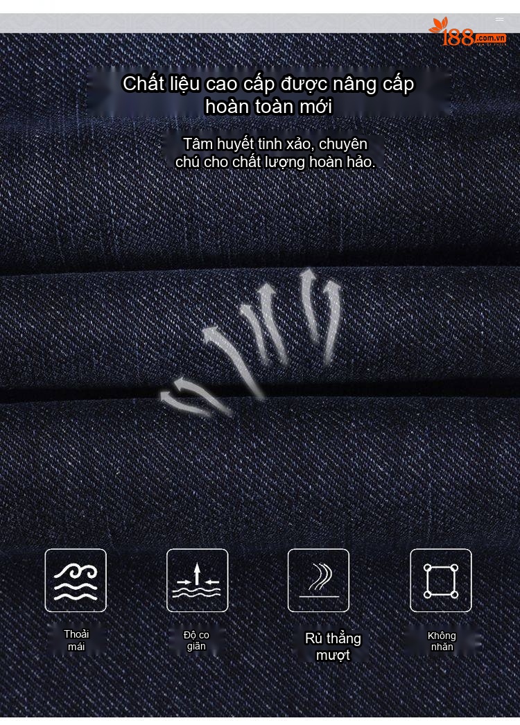 Quần Jeans Nam Ống Đứng Dáng Ôm Vừa Co Giãn Nhẹ Phong Cách Trung Niên Màu Đen chi tiết 5