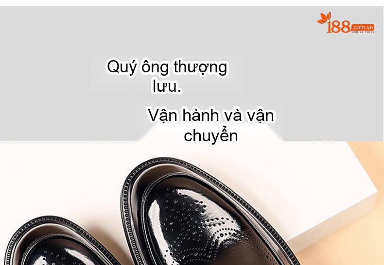 Giày Tây Buộc Dây Nam Da Bò Chiều Cao Đế Khoảng 3cm Màu Đen, Nâu chi tiết 3
