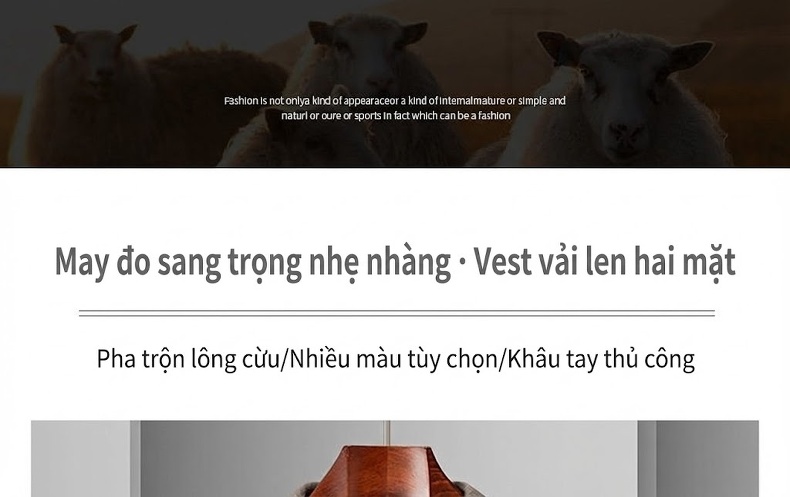 Áo Vest Nam Hai Mặt Dạ Lông Cừu Dáng Ôm Phong Cách Doanh Nhân Màu Nâu, Xám chi tiết 1
