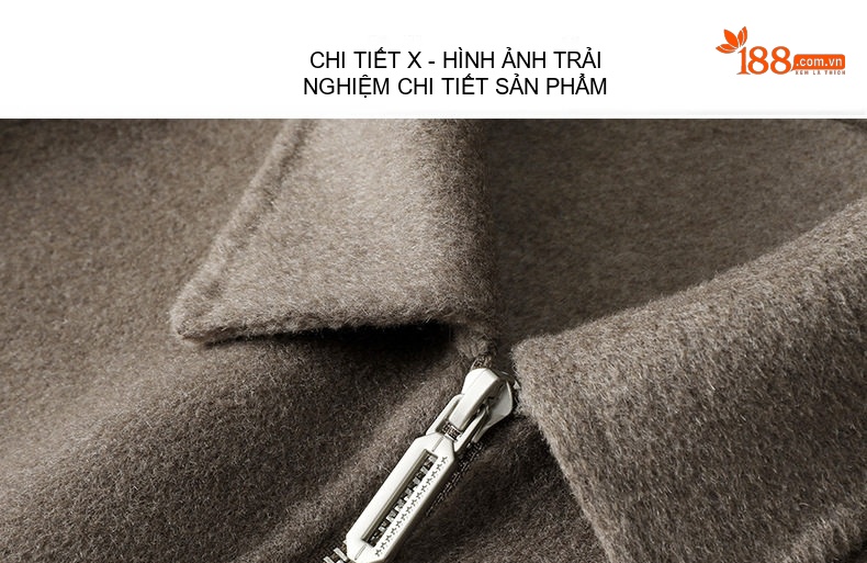 Áo Khoác Nam 100% Lông Cừu Cổ Bẻ Khóa Kéo Dáng Ngắn Màu Xám, Nâu chi tiết 13