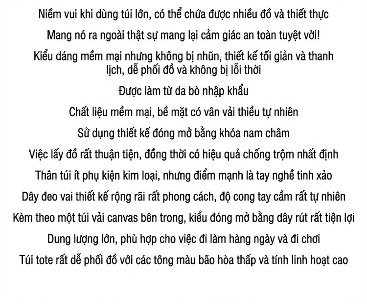 Túi Đeo Vai Nữ Da Bò Dáng Bucket Lớn Phong Cách Thời Trang Màu Kem chi tiết 2