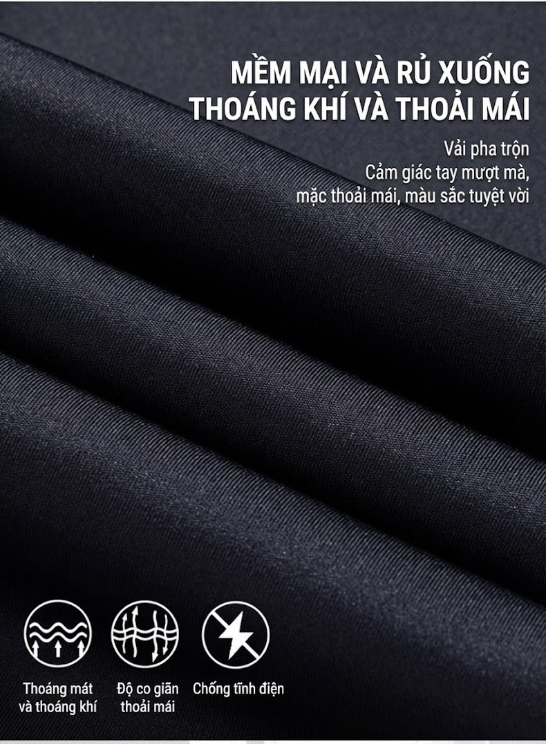 Quần Tây Nam Dáng Suông Dài Co Giãn Lót Lông Giữ Nhiệt Màu Đen chi tiết 2