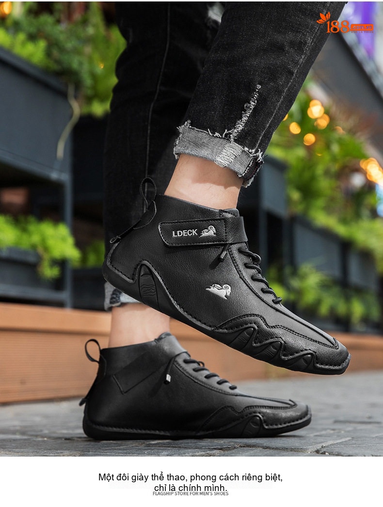 Giày Boot Martin Nam Cổ Cao Dây Buộc Da Mờ Phong Cách Thể Thao Chiều Cao Đế Khoảng 3cm Màu Be, Xám chi tiết 30