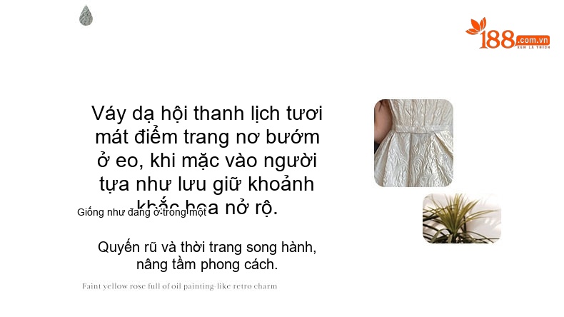 Váy Dạ Hội Nữ Tay Ngắn Dáng Xòe Tiểu Thư Phong Cách Pháp Màu Trắng Kem chi tiết 2