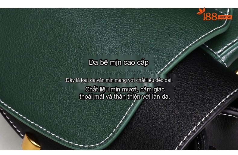 Túi Đeo Vai Nữ Da Thật Thiết Kế Mini Dáng Hộp Phong Cách Thu Đông Màu Xanh Lá chi tiết 3