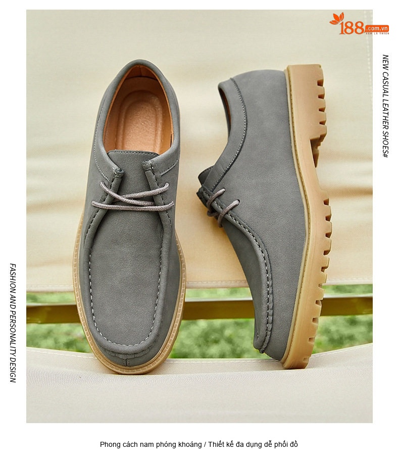 Giày Oxford Nam Giày Da Mờ Buộc Dây Phong Cách Nhật Bản Chiều Cao Đế Khoảng 3cm Màu Đen, Nâu, Xám, Xanh... chi tiết 20