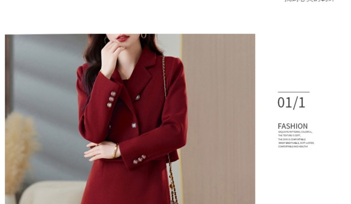 Set Áo Khoác Lửng và Đầm Ôm Body Nữ Chất Liệu Nỉ Màu Nâu, Đỏ chi tiết 22