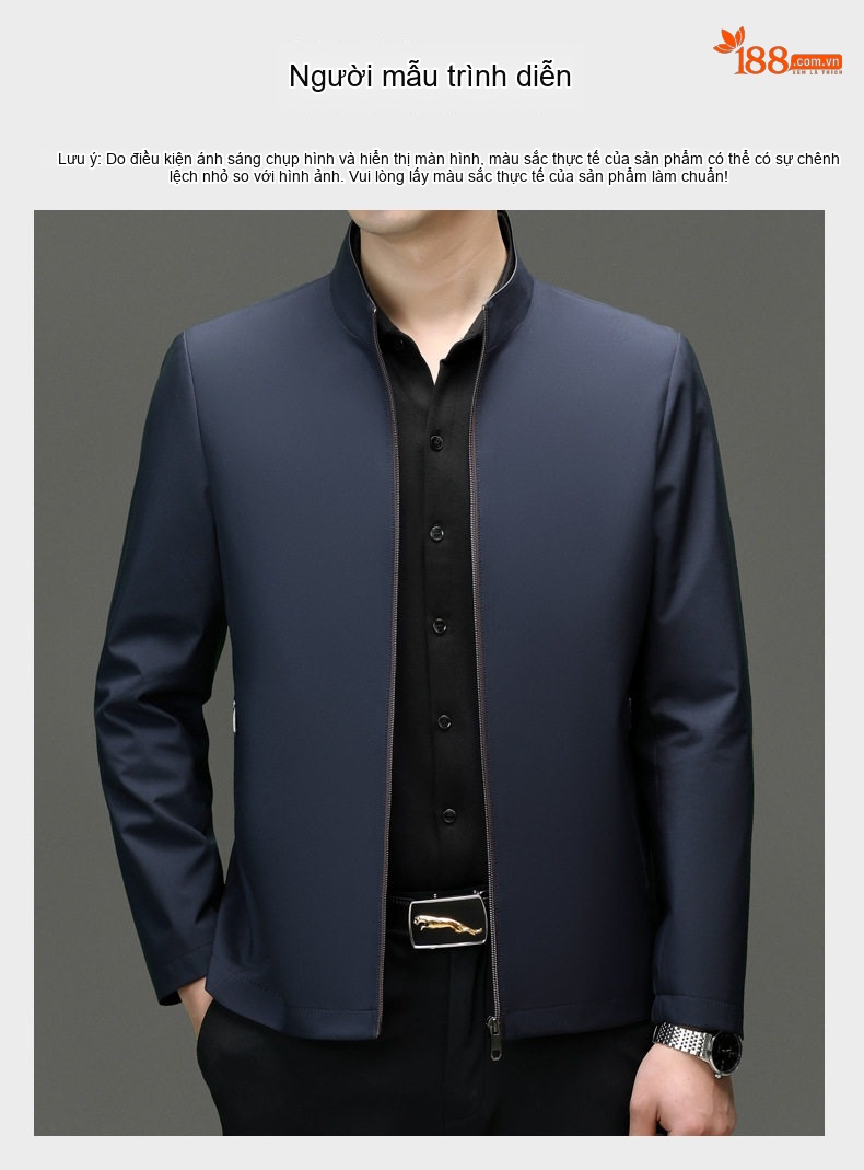 Áo Khoác Bomber Nam Cổ Trụ Mỏng Nhẹ Màu Xanh Navy, Xám, Đen chi tiết 34