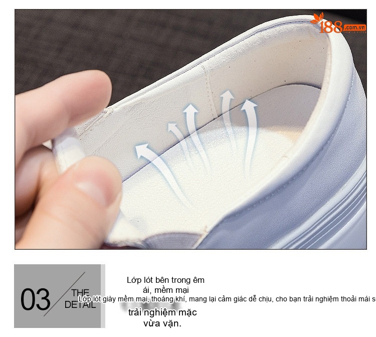 Giày Lười Nữ Da Bóng Đế Xuồng Chiều Cao Đế Khoảng 5cm Màu Trắng, Đen chi tiết 9