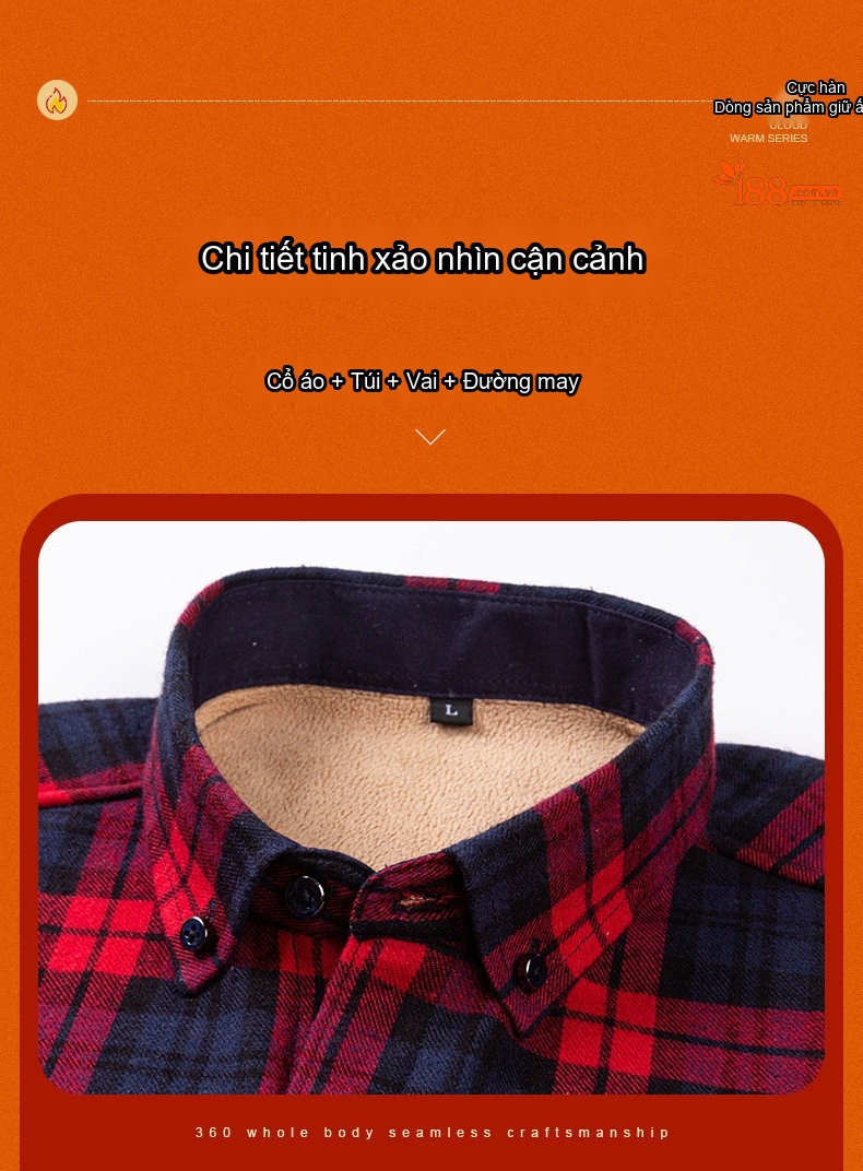 Áo Sơ Mi Nam Ca Rô Lông Cừu Non Cotton Dày Dặn Giữ Ấm Màu Đen, Đỏ, Xanh Dương, Xanh Lá... chi tiết 23