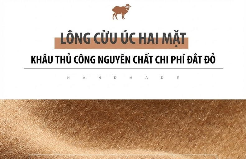 Áo Khoác Dạ Nam Dáng Dài 100% Lông Cừu Hai Hàng Khuy Màu Vàng Be, Đen chi tiết 2