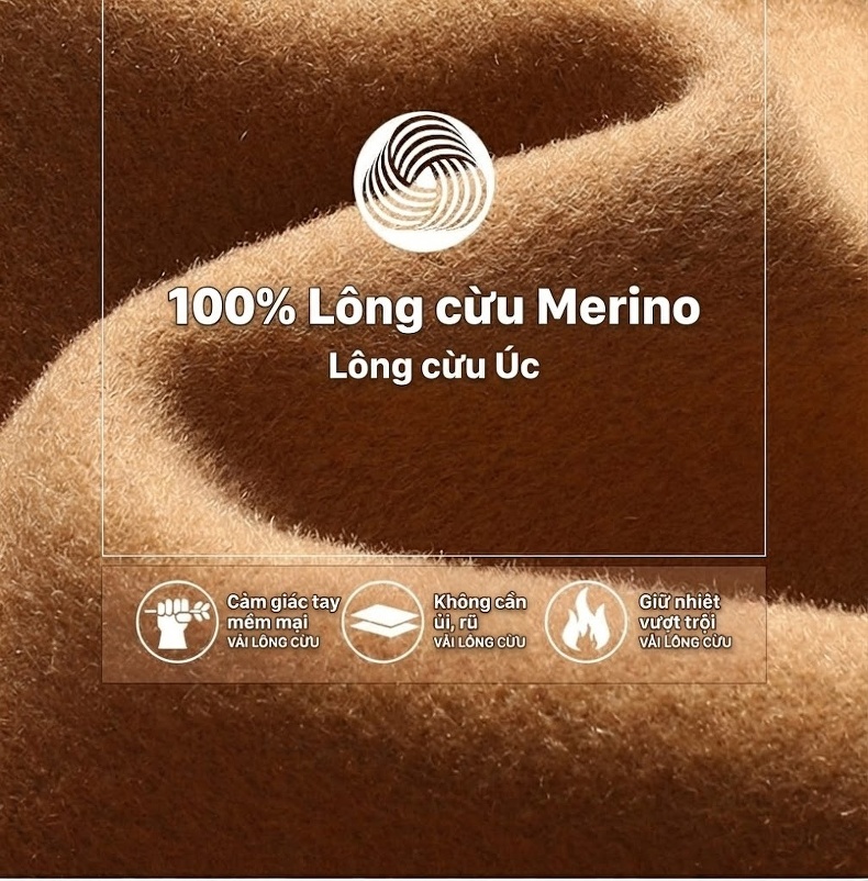 Áo Khoác Dạ Nam Dáng Dài 100% Lông Cừu Hai Hàng Khuy Màu Vàng Be, Đen chi tiết 3