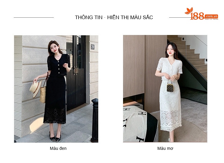 Set Áo Croptop Tay Ngắn và Chân Váy Bút Chì Lưới Cao Cấp Phong Cách Quý Cô Màu Đen, Trắng chi tiết 6