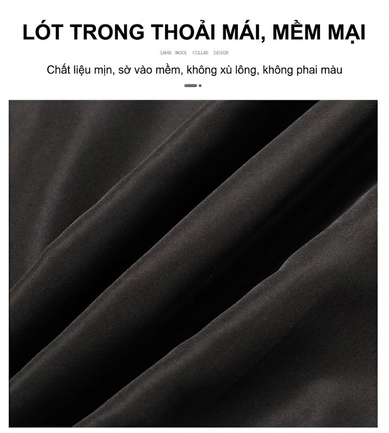 Áo Khoác Da Thật Nam Kiểu Biker Cổ Bóng Chày Thời Trang Màu Đen chi tiết 5