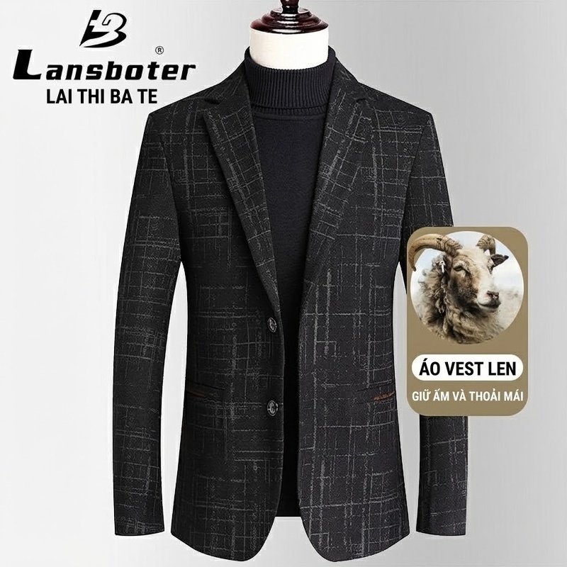 Áo Vest Nam Tiết Kế Jacquard Vải Lông Mỏng Phong Cách Hàn Quốc Màu Xám chi tiết 18