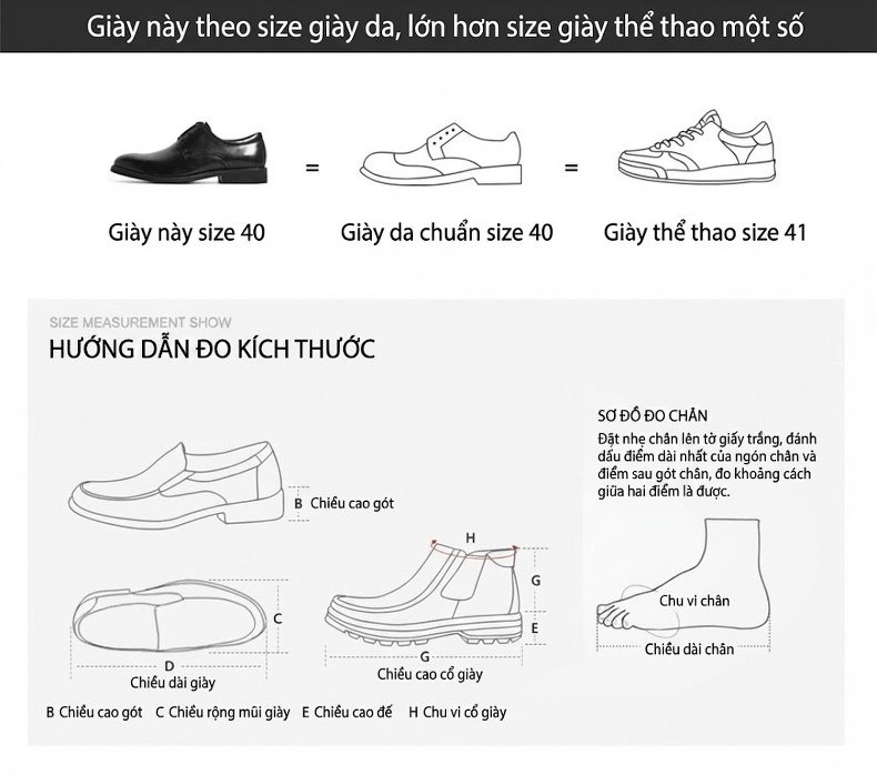 Giày Tây Buộc Dây Nam Da Thật Tăng Chiều Cao 6cm Màu Đen chi tiết 13