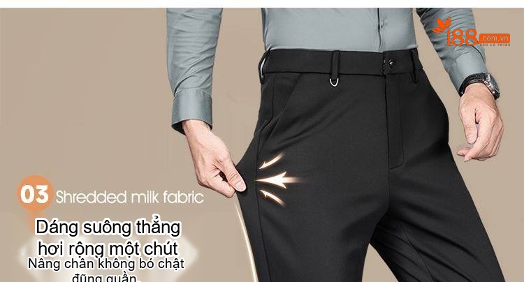 Quần Tây Nam Lông Cừu Dáng Suông Rộng Thoải Mái Chống Nhăn Màu Đen, Xanh Navy, Xám chi tiết 14