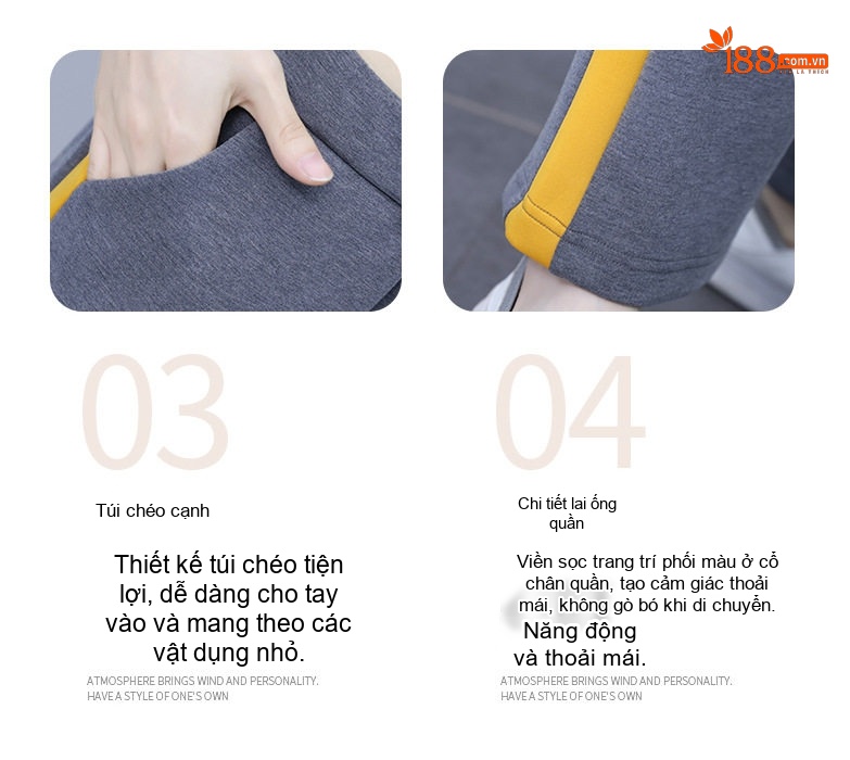 Bộ đồ thể thao nữ thu đông dáng rộng quần ống rộng phong cách thời trang chi tiết 7