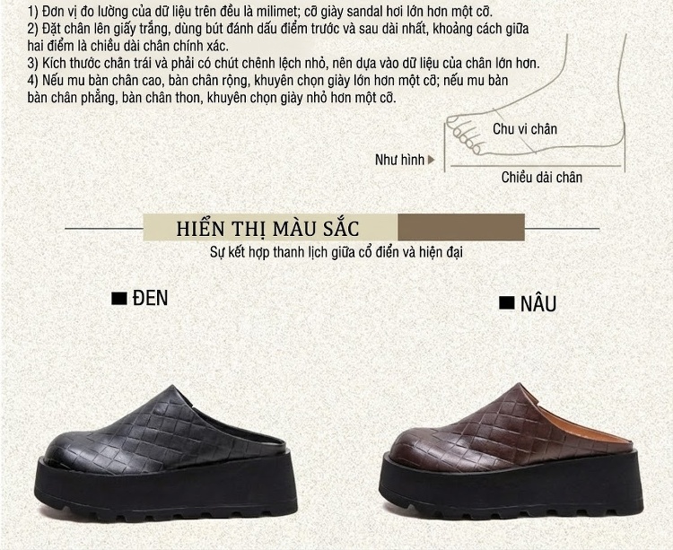 Dép Sục Nữ Đế Dày Da Bóng Chiều Cao Đế Khoảng 5cm Màu Đen, Nâu chi tiết 3